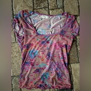 Natural Life Multicolor mesh Floral Top
